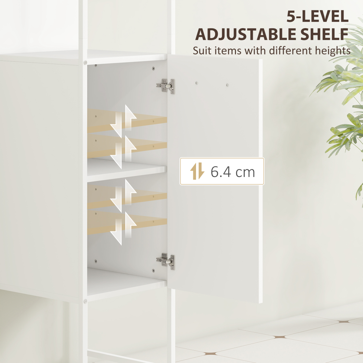 White Bathroom Storage Cabinet with Open & Closed Compartments – Freestanding Organiser