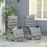 Outsunny 2-Piece Zero Gravity Reclining Chair Set with Cushions – Folding Garden Lounger, Dark Grey