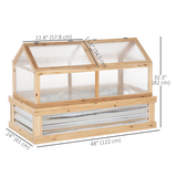 Wooden Raised Garden Bed with Polycarbonate Greenhouse Top – Fir Wood Planter Kit with Opening Roofs, Natural