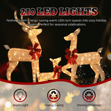 Lighted Christmas Reindeer Family – 3 Piece Outdoor Set with 210 Warm White Lights