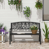 Outsunny 2-Seater Steel Glider Bench with Breathable Mesh Seat – Garden & Patio Seating, 126 x 60 x 85 cm, Black