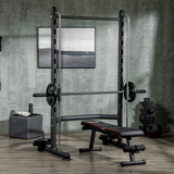 HOMCOM Adjustable Squat Rack with Pull-Up Bar & Barbell Bar – 10-Level Height, Home Gym Power Station