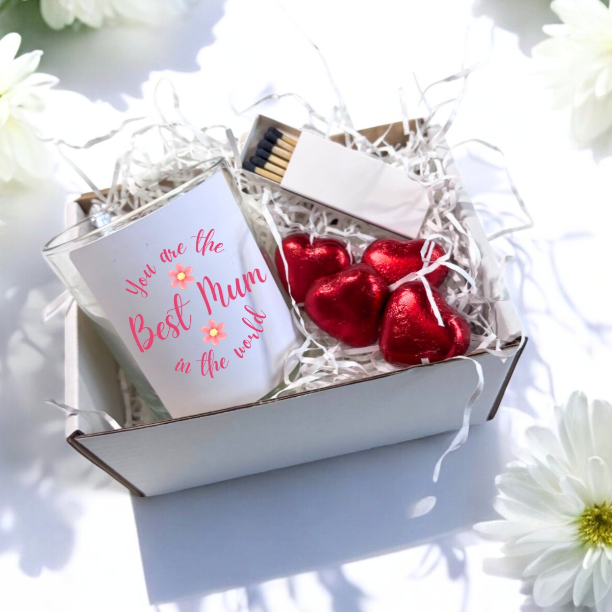 Aye Do Gifts Best Mum In The World Candle Gift Set with Chocolates – Mother's Day or Birthday Present, Linen Scent