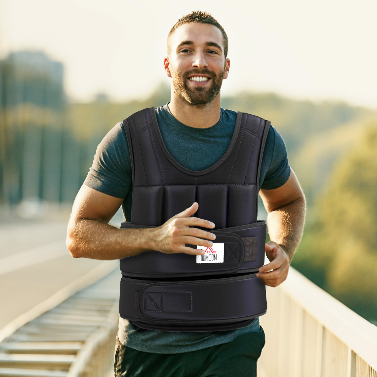 HOMCOM 10kg Adjustable Weight Vest with 38 Removable Weight Bags – Running & Gym Training Vest, Black