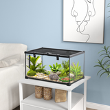 PawHut Glass Reptile Terrarium with Water Basin & Mesh Top – Habitat for Lizards, Frogs, Snakes, 50x30x25cm