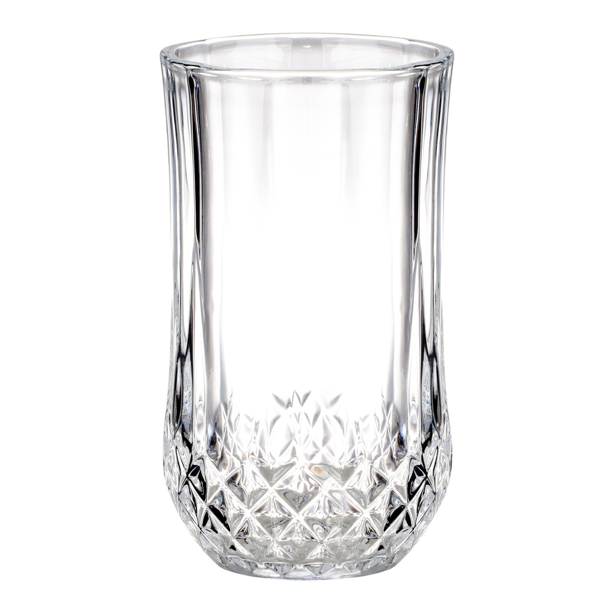 Vinsani 6 Piece Crystal-Cut Tall Glasses Set, 350ml Toughened Glass Tumblers – Geometric Design Drinkware