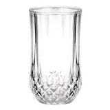 Vinsani 6 Piece Crystal-Cut Tall Glasses Set, 350ml Toughened Glass Tumblers – Geometric Design Drinkware