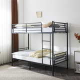 Heavy Duty Metal Single Bunk Bed with Ladder & Guard Rail – Space-Saving Frame, Black