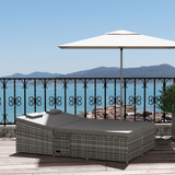 Outsunny Rattan Sun Lounger reclining position detail
