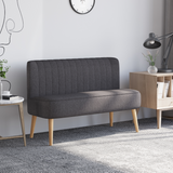 HOMCOM Modern 2-Seater Linen-Look Loveseat Sofa with Solid Wood Legs – Dark Grey