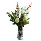 100cm Artificial Foliage with Small Flowers – Red
