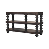 Artisan Furniture Solid Wood Spindle Shelf Console with 2 Open Slots – Hallway Console or Bookshelf, Dark Brown