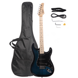 Glarry GST Electric Guitar Kit with Black Pickguard, Basswood Body & Maple Neck – Beginner Set, Dark Blue