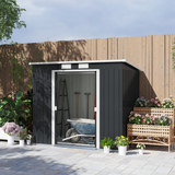 Outsunny 7x4ft Metal Garden Storage Shed with Sliding Double Door – Galvanised Steel Tool Shed, Dark Grey