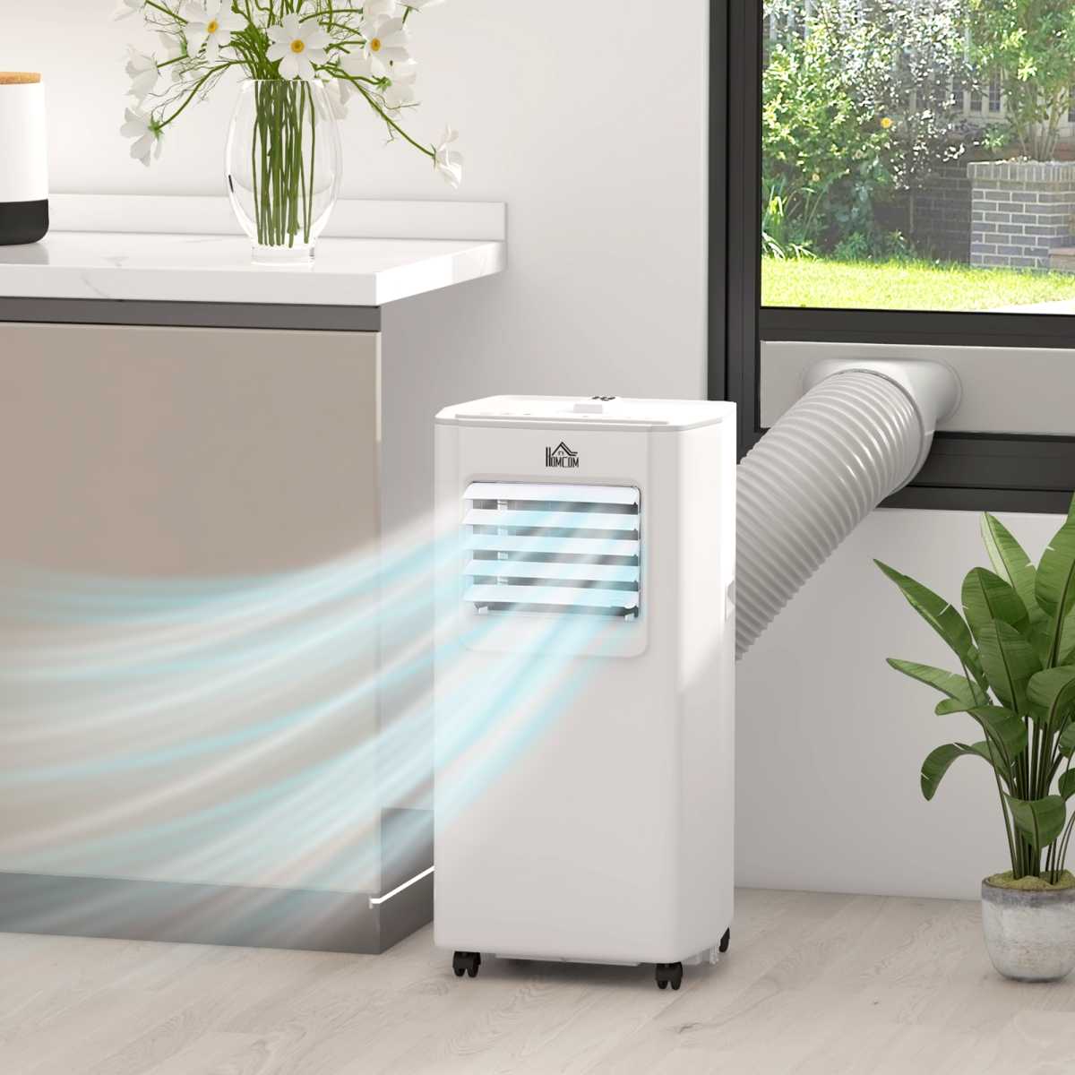 HOMCOM 5000BTU Portable Air Conditioner with 4 Modes, LED Display, Remote & 24 Hour Timer – Home Office Cooling