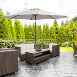 Outsunny 3m Tilt & Crank Patio Parasol with 2.95m Canopy & Steel Frame – Garden Sun Shade, Light Grey