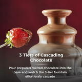 Tower Chocolate Fountain, 90W 3-Tier Electric Fountain with Heated Base – Party Dipping Fun, Red (T19051RD)