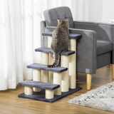 Pawhut Pet Stairs with Plush Covering and Sisal Scratching Posts – Dog and Cat Step Ladder, Particle Board