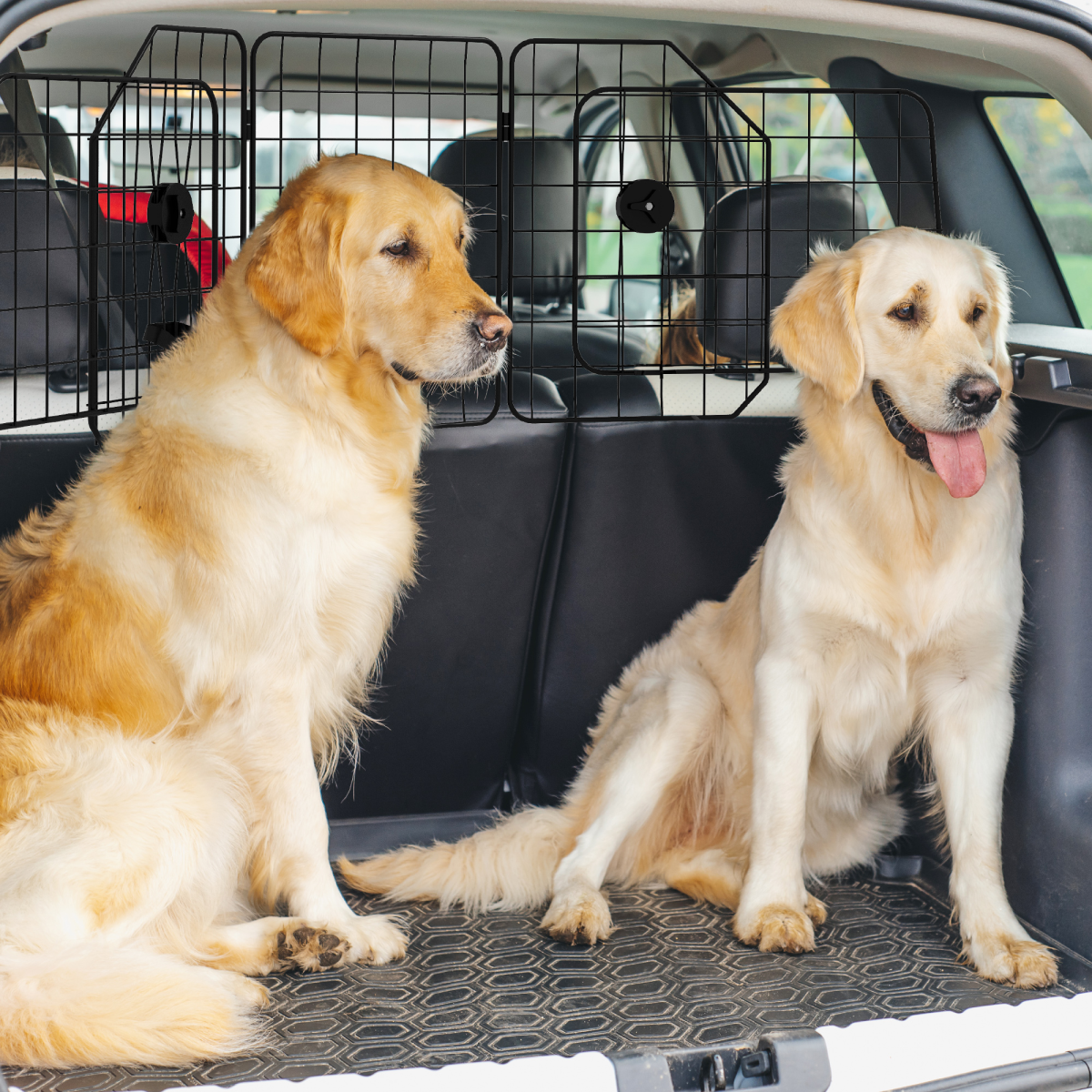 PawHut Dog Guard for SUVs, Vehicles & Vans with Adjustable Width 93–150cm – Foldable Steel Car Barrier, Black
