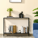 HOMCOM Art Deco Console Table with 2 Shelves & Steel Frame – Slim Hallway & Living Room Display