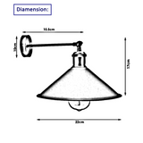 LEDSone Vintage Industrial Loft Wall Light with E27 Holder & Adjustable Arm – Rustic Metal Cone Sconce, Red