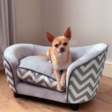 PawHut Dog Sofa Pet Couch for XS Dogs with Removable Padded Cushion – Raised Puppy Bed, Grey