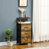HOMCOM Industrial 3-Drawer Storage Cabinet with Display Shelves – Metal Frame, Wood-Effect Finish