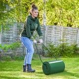 Outsunny Heavy-Duty Metal Lawn Roller, Fillable with Water or Sand – Garden Lawn Levelling Tool, Deep Green