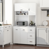 Freestanding Kitchen Storage Cabinet with Cupboards, Drawers & Open Shelf – Versatile Kitchen Unit, White