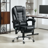 Vinsetto Heated Massage Office Chair with 6-Point Vibration, 135° Recline & Footrest – Black PU Leather