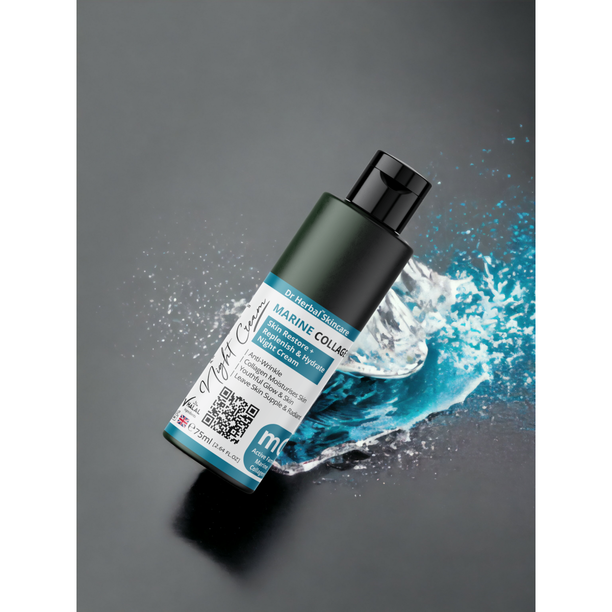 DR HERBAL Night Cream 75ml with Marine Collagen, Caviar & Tiare Flower – Overnight Hydrating Skincare