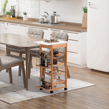 HOMCOM Multifunction Kitchen Island Trolley with Drawer, Side Racks & Castor Wheels – Brown