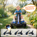 Kids Pedal Go-Kart with Freewheel, Forward, Reverse & Brake Controls and Cup Holder – Outdoor Ride-On, Blue