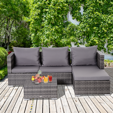 Outsunny Rattan Garden Sofa Set reclining position detail