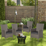 Outsunny Set of 4 Grey PE Rattan Outdoor Armchairs with 5cm Cushions – Garden Dining Seating