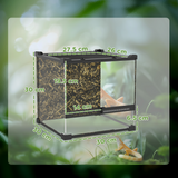 Glass Reptile Terrarium with Rock Background, Lockable Door & Ventilated Lid – 24L Waterproof Base for Wet Setups, Black