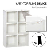Six-Cube Bookcase Storage Cabinet with Anti-Tip Straps, 50kg Capacity – Open Display Shelving Unit, White