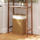 HOMCOM 72L Laundry Hamper with Removable Liner Bag and Lid – Portable Bamboo Laundry Basket, Brown