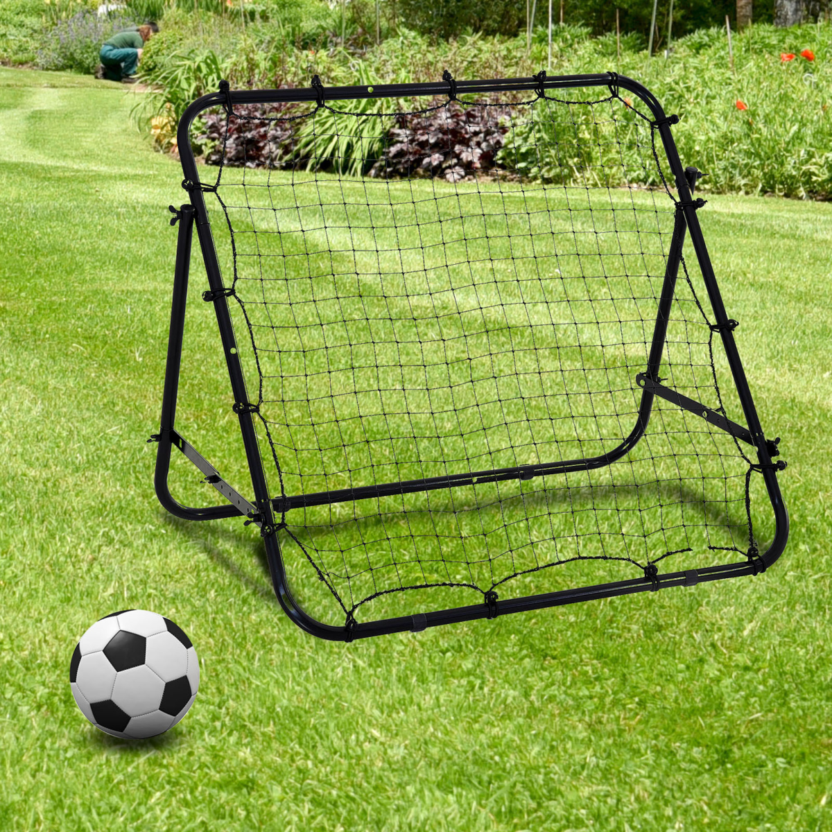 HOMCOM Football Rebounder Net with Adjustable Angle & Steel Frame – Training Aid for Kids & Adults