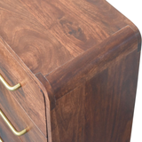 Artisan Furniture Solid Wood 3-Drawer Rounded Chest with Brushed Brass Handles – Winewood Oak, Brown