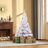 HOMCOM 5ft Artificial Snow Christmas Tree with Metal Stand and Decorations – Elegant Faux White Tree