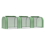 Mini Tunnel Greenhouse with 3 Roll-up Zipped Doors – Steel Frame PE Cover Grow Tunnel, 9.7 x 3.3 x 2.6ft, Green