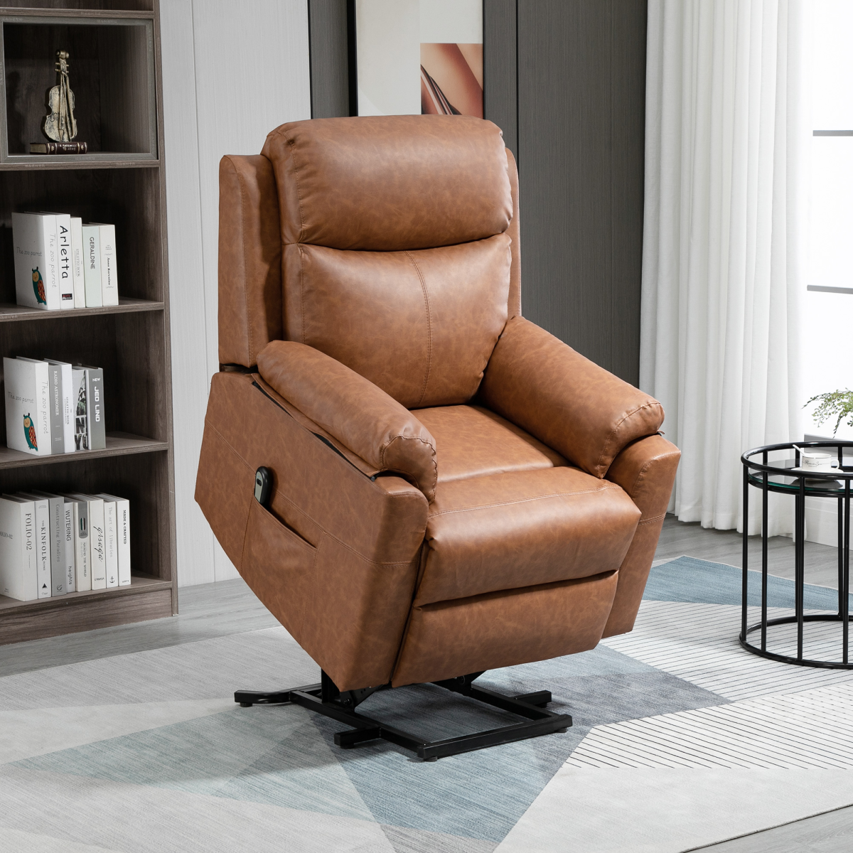 HOMCOM Power Lift Riser Recliner Chair with Remote Control and Padded Upholstery – Brown