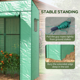 Lean-to Walk-in Greenhouse with Roll-up Door & 2 Mesh Windows – PE Cover Wall Grow House, 196 x 77 x 197cm, Green
