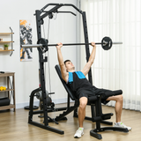 SPORTNOW Smith Machine Power Rack with Pull Up Bar, Lat Pull Down & Adjustable Bench – Home Gym Station