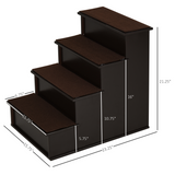 Four-Step Pet Stairs with Plush Cushioned Steps – Pet Steps for Beds & Sofas, Elderly or Mobility-Limited Pets, Brown