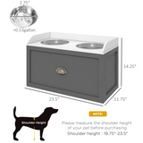 Elevated Dog Feeder with Storage Drawer & 2 Stainless Steel Bowls – Raised Dog Bowl Stand for Large Dogs, Grey