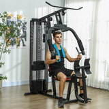 SPORTNOW Compact Multi Gym with 45kg Weight Stack, High Pulley, Chest Station & Leg Press – Home Gym Machine, Black