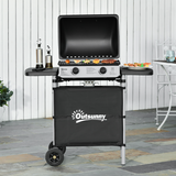 Outsunny 2-Burner Propane Gas BBQ Grill, 5.6kW with Side Shelves and Wheels – LPG Outdoor Barbecue, Grey