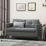 HOMCOM Modern 2-Seater Linen-Look Loveseat with Padded Seat & Back – Compact Sofa, Grey